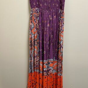 Purple and Orange Women's Maxi Dress